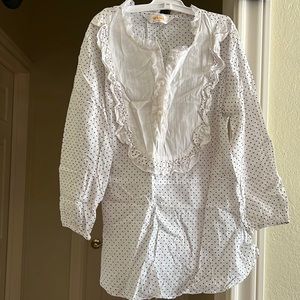 Cotton polkas long sleeve maternity shirt